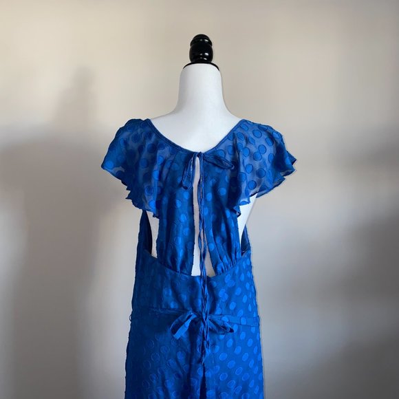 Cooper Street Blue Liberty Manhattan Frill Wide Leg Polka Dot Jumpsuit - Picture 7 of 9